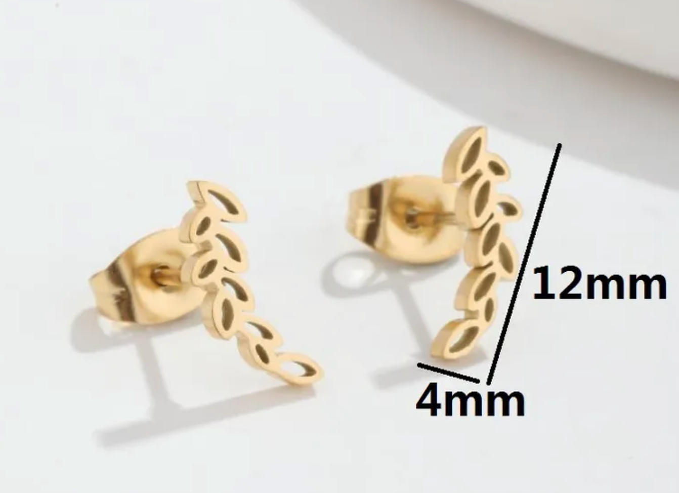 Boucles d'oreilles feuille dorées ou argentées Acier Inoxydable