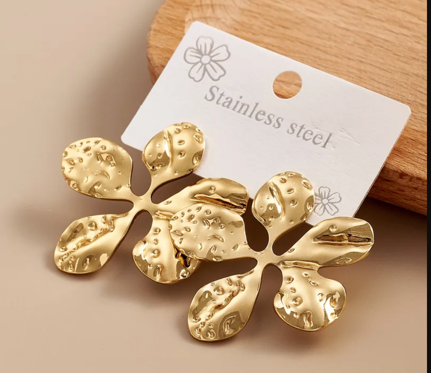 Boucles d'oreilles fleurs et points Acier Inoxydable