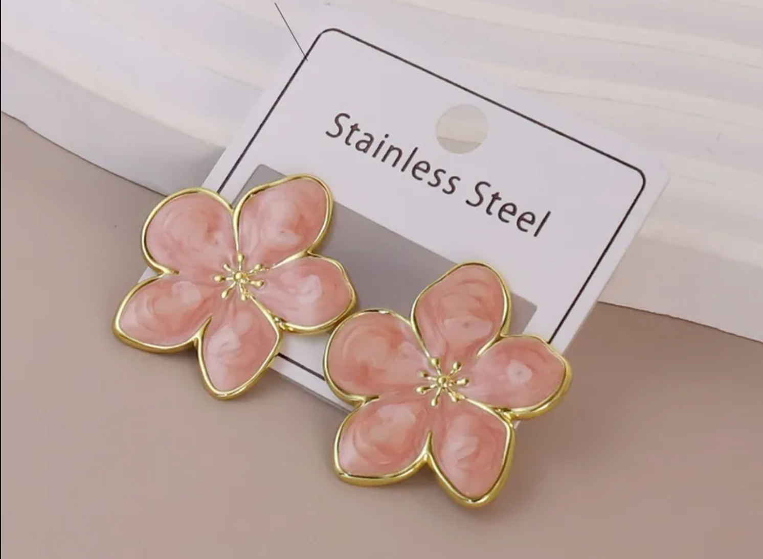 Boucles d'oreilles fleurs saumon Acier Inoxydable