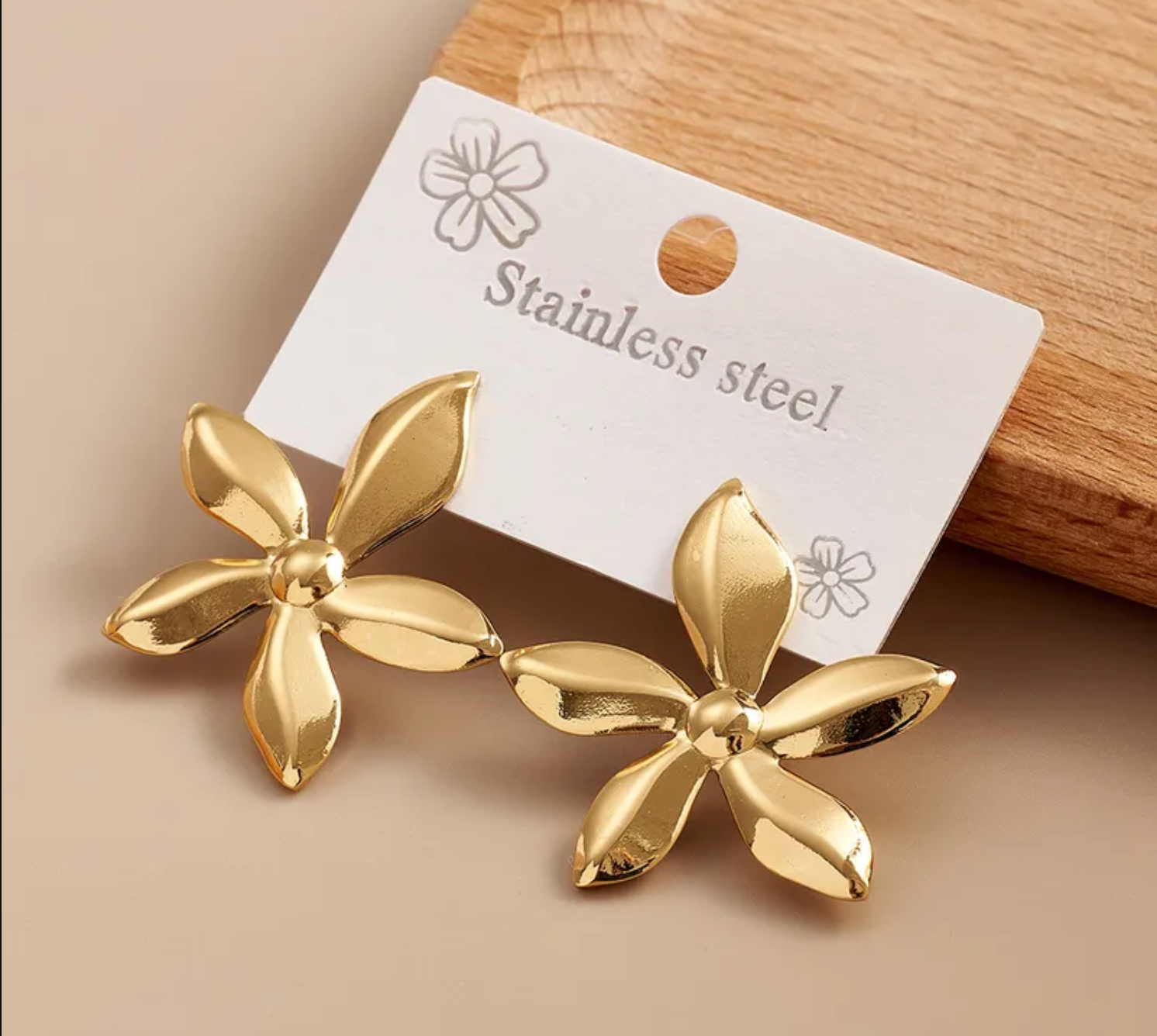Boucles d'oreilles fleurs simples Acier Inoxydables