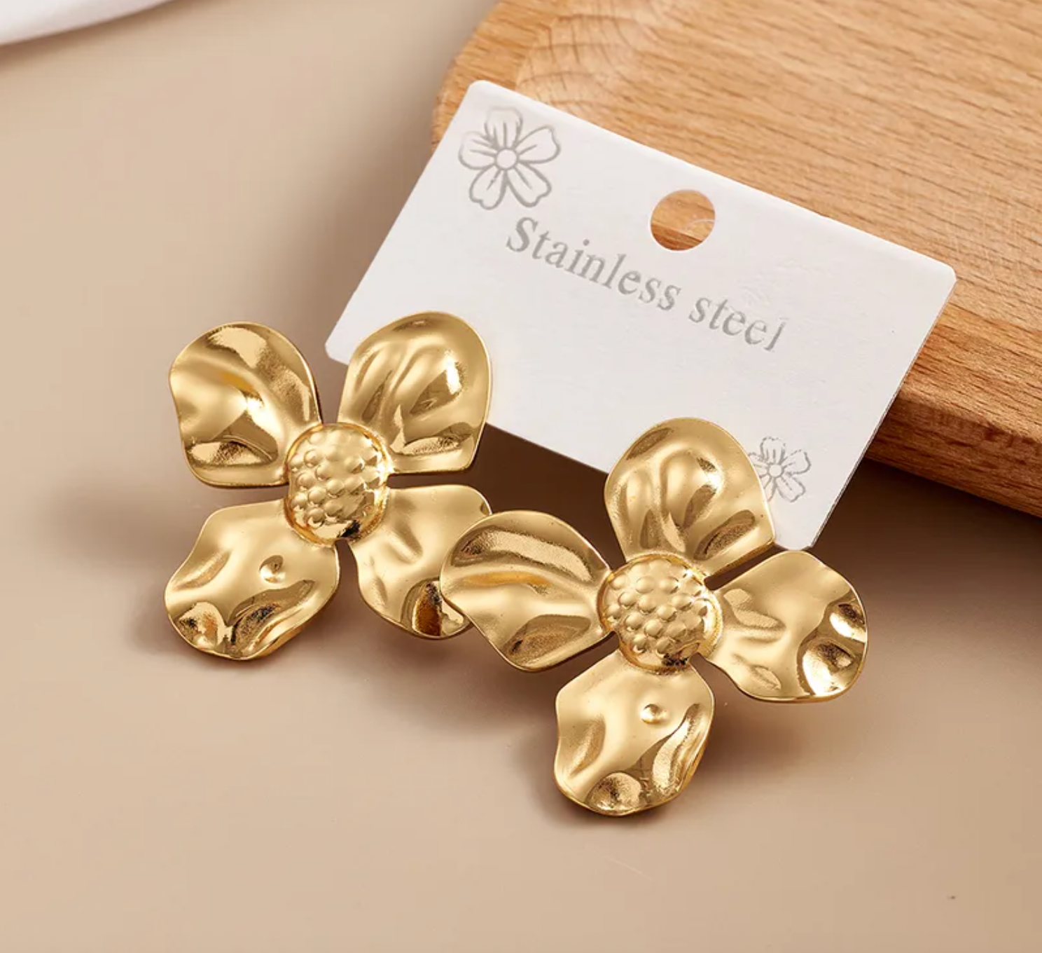 Boucles d'oreilles fleurs rondes Acier Inoxydabe