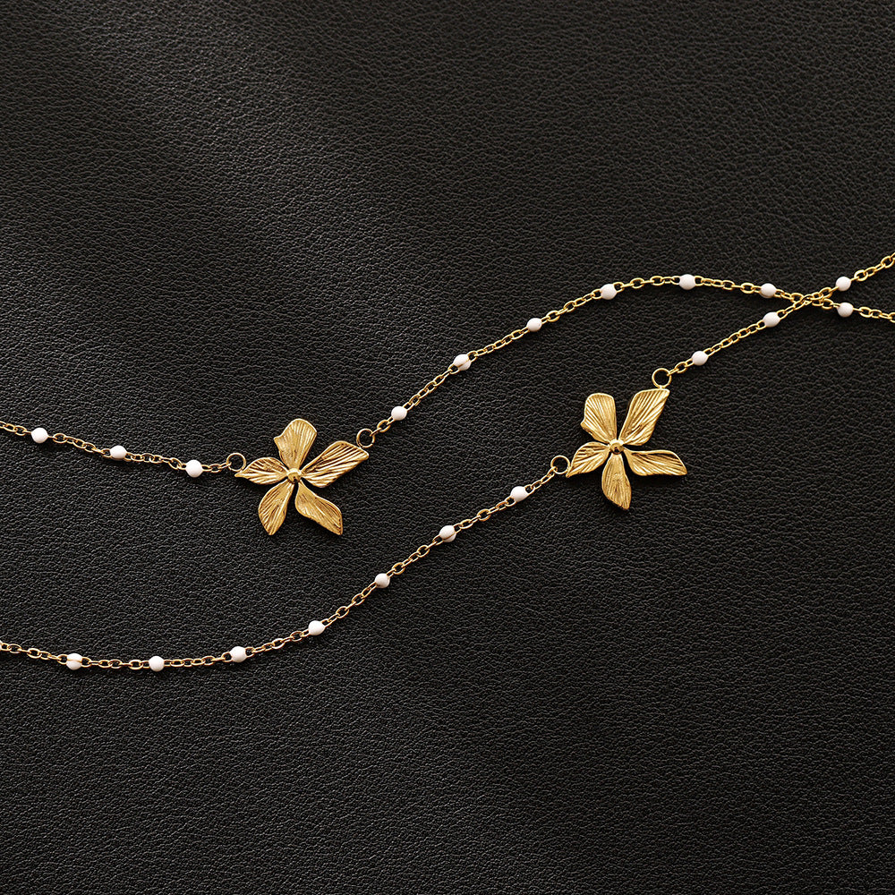 Collier fleur acier inoxydable