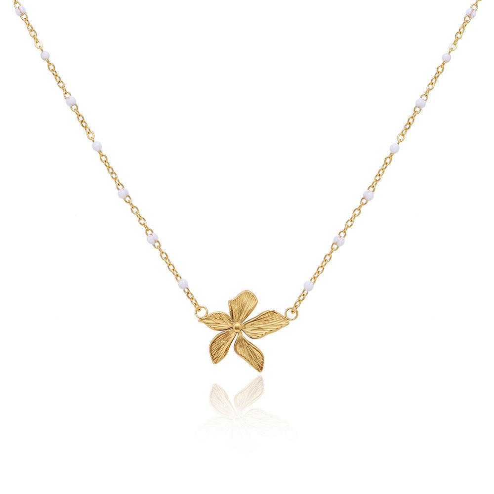 Collier fleur acier inoxydable
