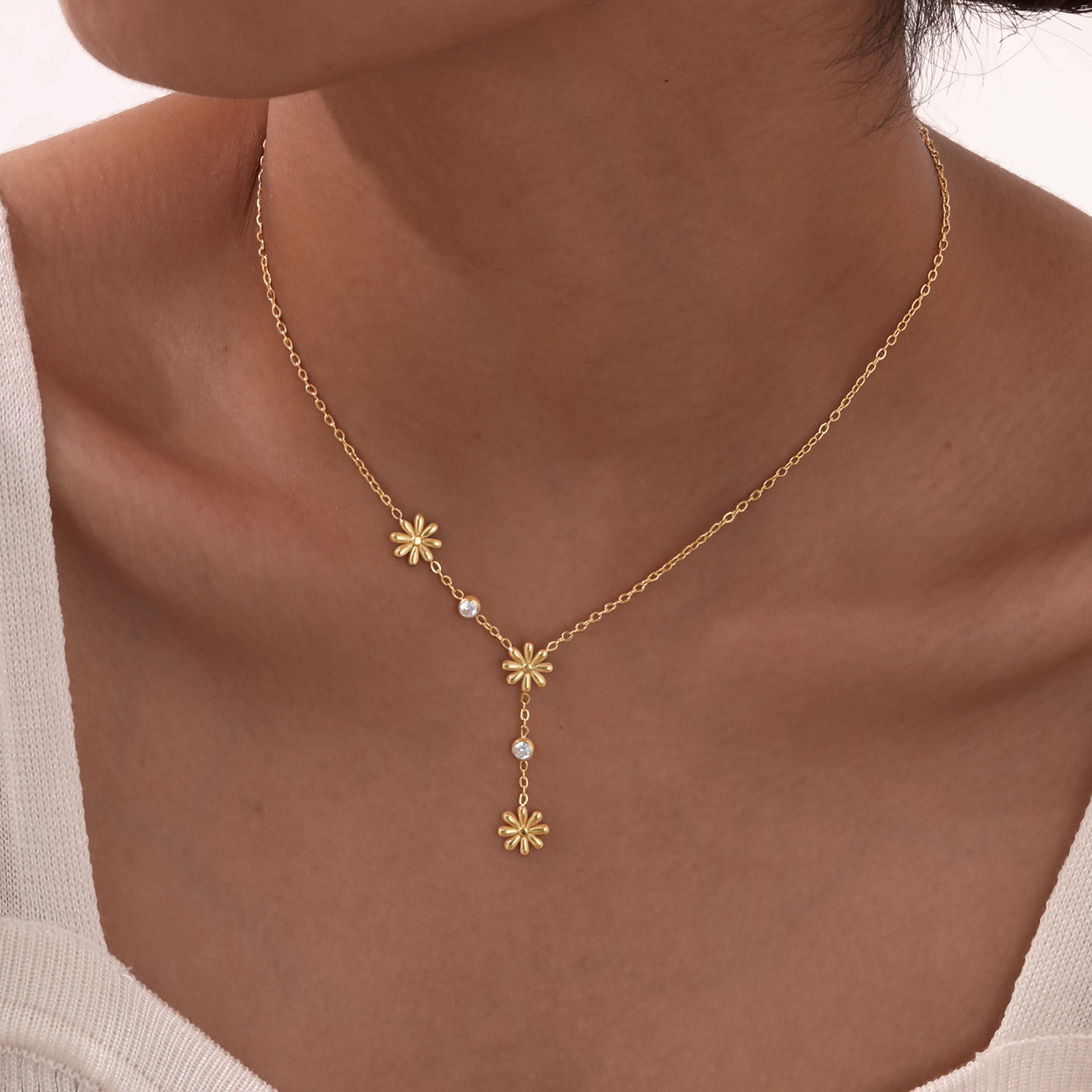 Collier 3 fleurs Acier Inoxydable