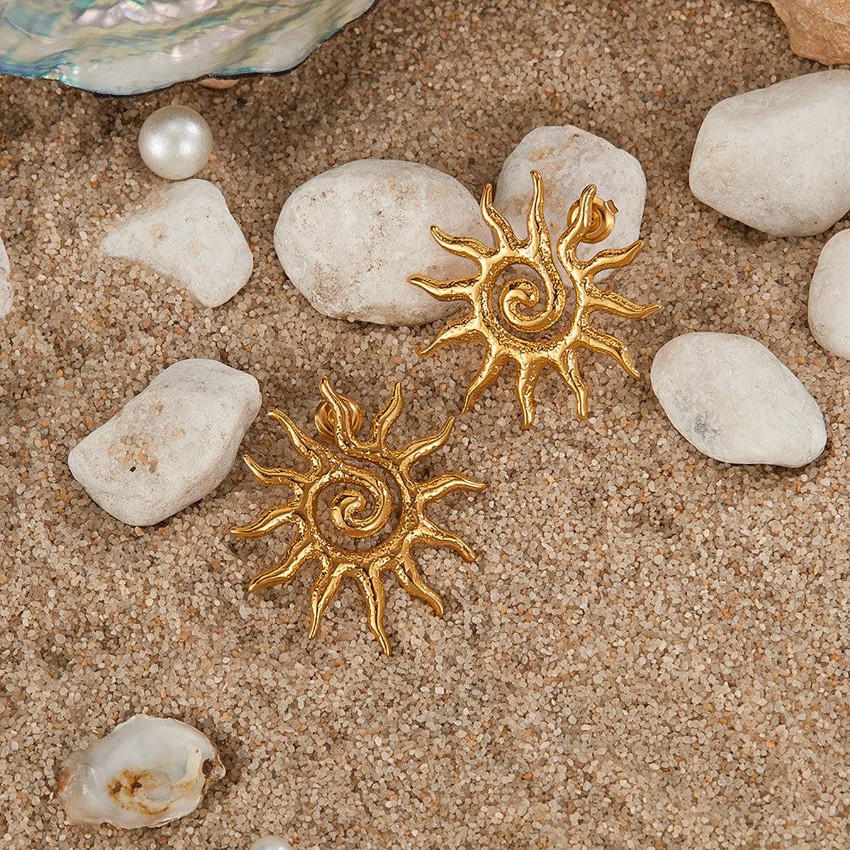 Boucles d'oreilles soleil Acier Inoxydable