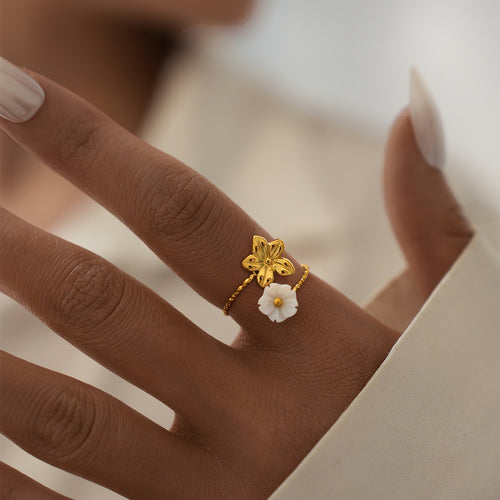 Bague fleurs Acier Inoxydable